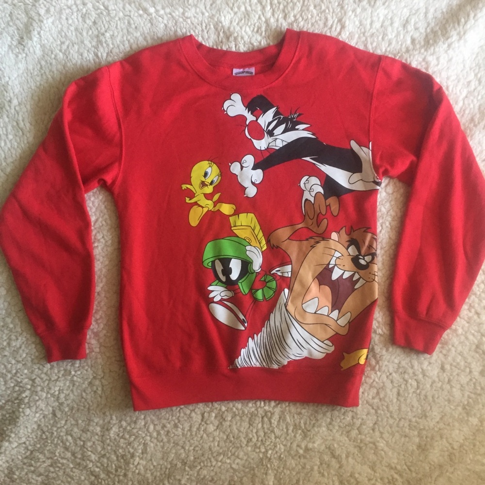 Looney Tunes Characters Crewneck Sweatshirt Red XS
